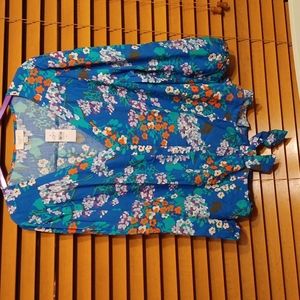 LOFT V neck, long-sleeved top, tie at waist